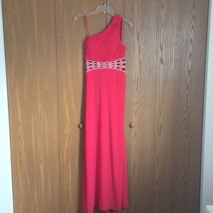 Joanna Chen coral prom dress